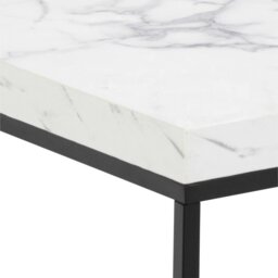 Rackhams Barossa Coffee Table with White Marble Carrara Top & Black Base 40cm - White - White - 40 - thumbnail 5