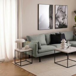 Rackhams Barossa Coffee Table with White Marble Carrara Top & Black Base 40cm - White - White - 40 - thumbnail 3