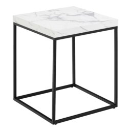 Rackhams Barossa Coffee Table with White Marble Carrara Top & Black Base 40cm - White - White - 40