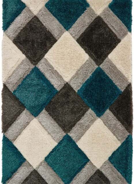 Rackhams 3D Geo Carved Rug – Teal Colour - 60X100 cm - image 1