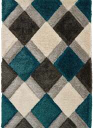 Rackhams 3D Geo Carved Rug – Teal Colour - 60X100 cm - thumbnail 1