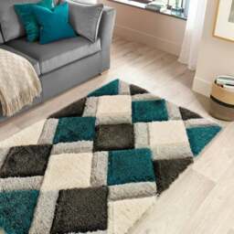 Rackhams 3D Geo Carved Rug – Teal Colour - 60X100 cm - thumbnail 3