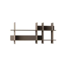 Rackhams Beads Modern Wall Mounted Bookcase 6 Compartment Slim Design Storage Shelf Mocha Grey 150cm - Mocha Grey - thumbnail 2