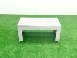 Rackhams Wicker PE Rattan Sofa Garden Furniture Set with Oblong Coffee Table Armchair 2 Small Footstools Side Table Light Grey Mixed - thumbnail 2