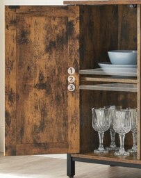 Rackhams Industrial Sideboard Buffet Table with Barn Doors & Adjustable Shelves – Rustic Brown & Black - thumbnail 5