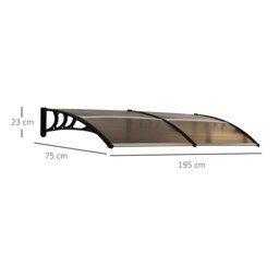 Rackhams Outdoor Curved Window Porch Canopy Awning UV Rain Cover 0.8x2m Brown - 75cmx195cmx23cm - Clear - thumbnail 4
