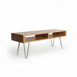 "Rackhams Darwen Solid Wood TV stand On Mid Century Hairpin Legs - Medium 120cm (47"") - Walnut - 30cm (12"") hairpin" - thumbnail 3