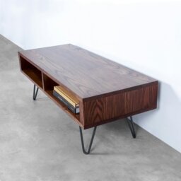 "Rackhams Darwen Solid Wood TV stand On Mid Century Hairpin Legs - Medium 120cm (47"") - Walnut - 30cm (12"") hairpin" - thumbnail 6