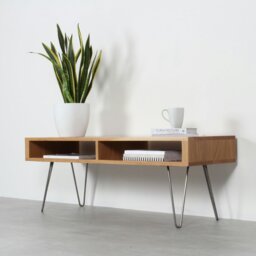 "Rackhams Darwen Solid Wood TV stand On Mid Century Hairpin Legs - Medium 120cm (47"") - Walnut - 30cm (12"") hairpin" - thumbnail 2