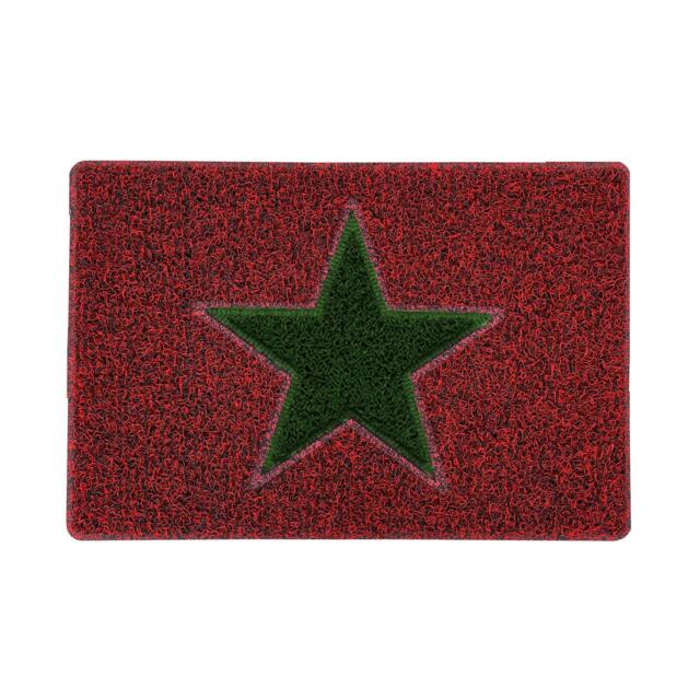 Rackhams Christmas Star PVC Spaghetti Doormat - Red & Green Design - 60cm x 40cm - image 1