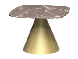 Rackhams Oscar Square Side Tables - Brass Brushed - Brown Marble