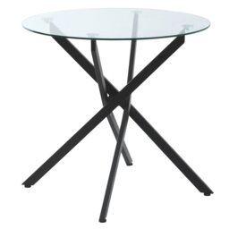 Rackhams Clear Glass Side Table Round Metal Dining Table Dining Living Room Black - thumbnail 2