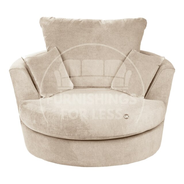 Rackhams Casper Chenille Fabric Swivel Chair - Beige - image 1