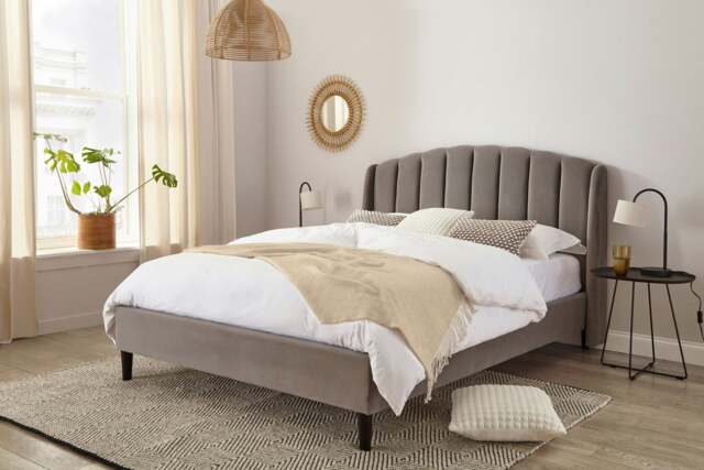 Rackhams Aurelia Winged Grey Upholstered Bed Frame - King - image 1