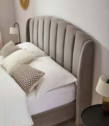 Rackhams Aurelia Winged Grey Upholstered Bed Frame - King - thumbnail 4