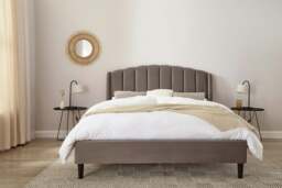 Rackhams Aurelia Winged Grey Upholstered Bed Frame - King - thumbnail 2