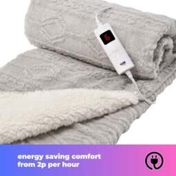 Rackhams Heated Electric Throw Blanket - Luxurious & Soft Design - 9 Temperature Settings & 9-Hour Timer Grey - thumbnail 6