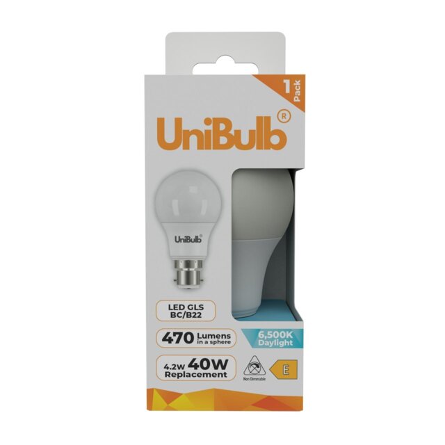 Rackhams LED GLS B22 470lm 4.2W 6500K (Daylight) Light Bulb - Pack of 1 - image 1