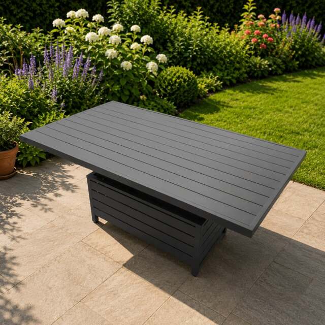 Rackhams Aluminium Outdoor Adjustable Rising Garden Dining Table - Dark Grey - image 1
