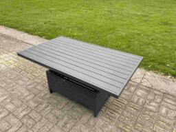Rackhams Aluminium Outdoor Adjustable Rising Dining Table Garden Furniture Dark Grey - thumbnail 4