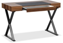 Rackhams ADONIS Walnut with Matte Black Legs Ergonomic Luxury Home Office Desk - thumbnail 4