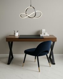 Rackhams ADONIS Walnut with Matte Black Legs Ergonomic Luxury Home Office Desk - thumbnail 6