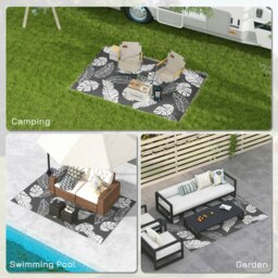 Rackhams Reversible Waterproof Outdoor Rug W/ Carry Bag, 182 x 274cm, Grey - thumbnail 4