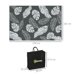 Rackhams Reversible Waterproof Outdoor Rug W/ Carry Bag, 182 x 274cm, Grey - thumbnail 5