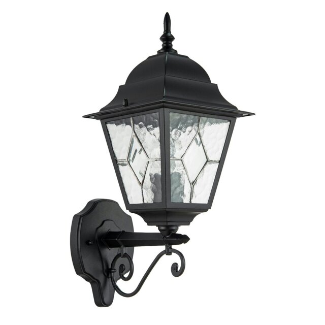Rackhams Traditional Matte Black Cast Aluminium Outdoor Wall Light With Cathedral Glass - image 1