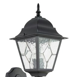 Rackhams Traditional Matte Black Cast Aluminium Outdoor Wall Light With Cathedral Glass - thumbnail 4