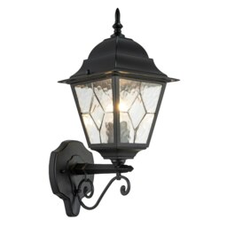 Rackhams Traditional Matte Black Cast Aluminium Outdoor Wall Light With Cathedral Glass - thumbnail 2