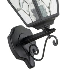 Rackhams Traditional Matte Black Cast Aluminium Outdoor Wall Light With Cathedral Glass - thumbnail 3