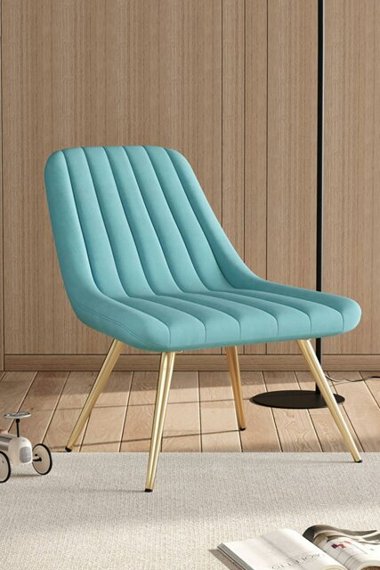 Rackhams Velvet Upholstered Lounge Accent Chair - Blue - image 1