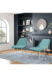 Rackhams Velvet Upholstered Lounge Accent Chair - Blue - thumbnail 2