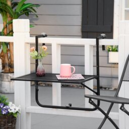 Rackhams Balcony Hanging Table Wall Mount Adjustable Folding Desk Patio Black