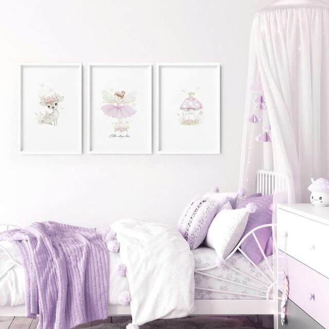 Rackhams Nursery Artwork - Set of 3 wall art prints - 20 x 30 in / 50 x 76 cm - Satin Photo paper 280 gsm - White Frame - image 1