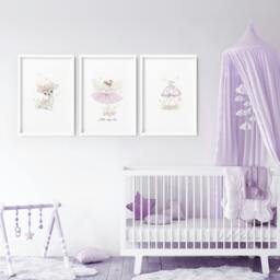 Rackhams Nursery Artwork - Set of 3 wall art prints - 20 x 30 in / 50 x 76 cm - Satin Photo paper 280 gsm - White Frame - thumbnail 4