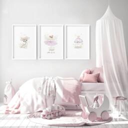 Rackhams Nursery Artwork - Set of 3 wall art prints - 20 x 30 in / 50 x 76 cm - Satin Photo paper 280 gsm - White Frame - thumbnail 2