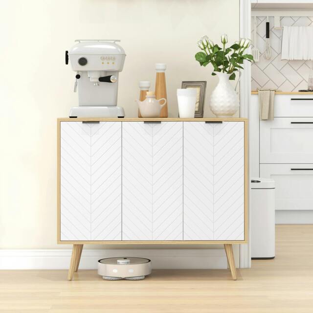 Rackhams Modern Sideboard, Storage Cabinet, Accent Cupboard for Kitchen, White - image 1