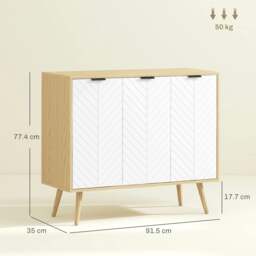 Rackhams Modern Sideboard, Storage Cabinet, Accent Cupboard for Kitchen, White - thumbnail 3
