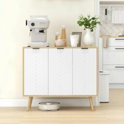 Rackhams Modern Sideboard, Storage Cabinet, Accent Cupboard for Kitchen, White - thumbnail 1