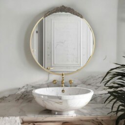 Rackhams Round Wall Mirror With Floral Pattern Gold - thumbnail 5