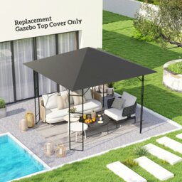 Rackhams 3 x 3(m) Gazebo Canopy Replacement Cover with Drain Holes, Beige - Grey - 600D Oxford fabric - 298L x 298Wcm - thumbnail 1