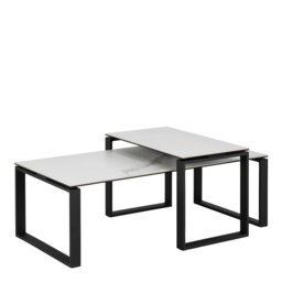 Rackhams Katrine Ceramic Coffee Table Set with Marble Effect Top - 1 - White and Black - White - thumbnail 1