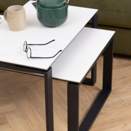 Rackhams Katrine Ceramic Coffee Table Set with Marble Effect Top - 1 - White and Black - White - thumbnail 4