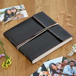 Rackhams Large Coloured Distressed Leather 3-String Photo Album - Purple - thumbnail 3