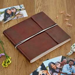 Rackhams Large Coloured Distressed Leather 3-String Photo Album - Purple - thumbnail 4