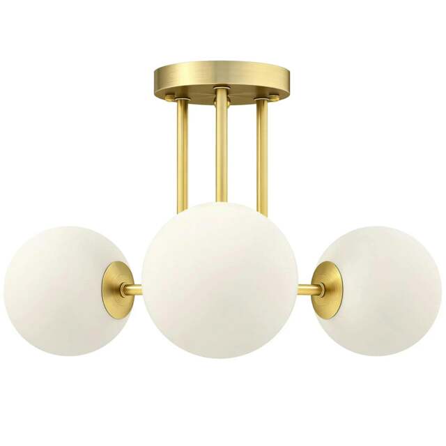 Rackhams LED Ceiling Light with Globe Shades, Modern 3-Light Ceiling Light with G9 Sockets for Living Room, Bedroom, Dining Room, Bulbs Not Included, Gold Tone