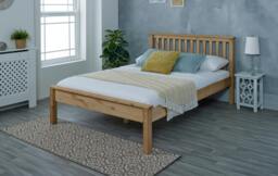 Rackhams Dorset Natural Wax Solid Pine Bed Frame, Shaker Headboard, 4 Sizes, Single to King - Waxed - 4FT6