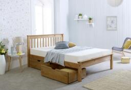 Rackhams Dorset Natural Wax Solid Pine Bed Frame, Shaker Headboard, 4 Sizes, Single to King - Waxed - 4FT6 - thumbnail 2